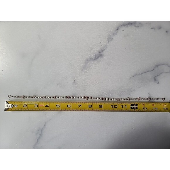 925 Sterling Silver Rose Quartz Garnet & Pearl Beaded Necklace Vintage - Picture 9 of 10